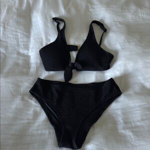 Lively Black Textured Bikini Set